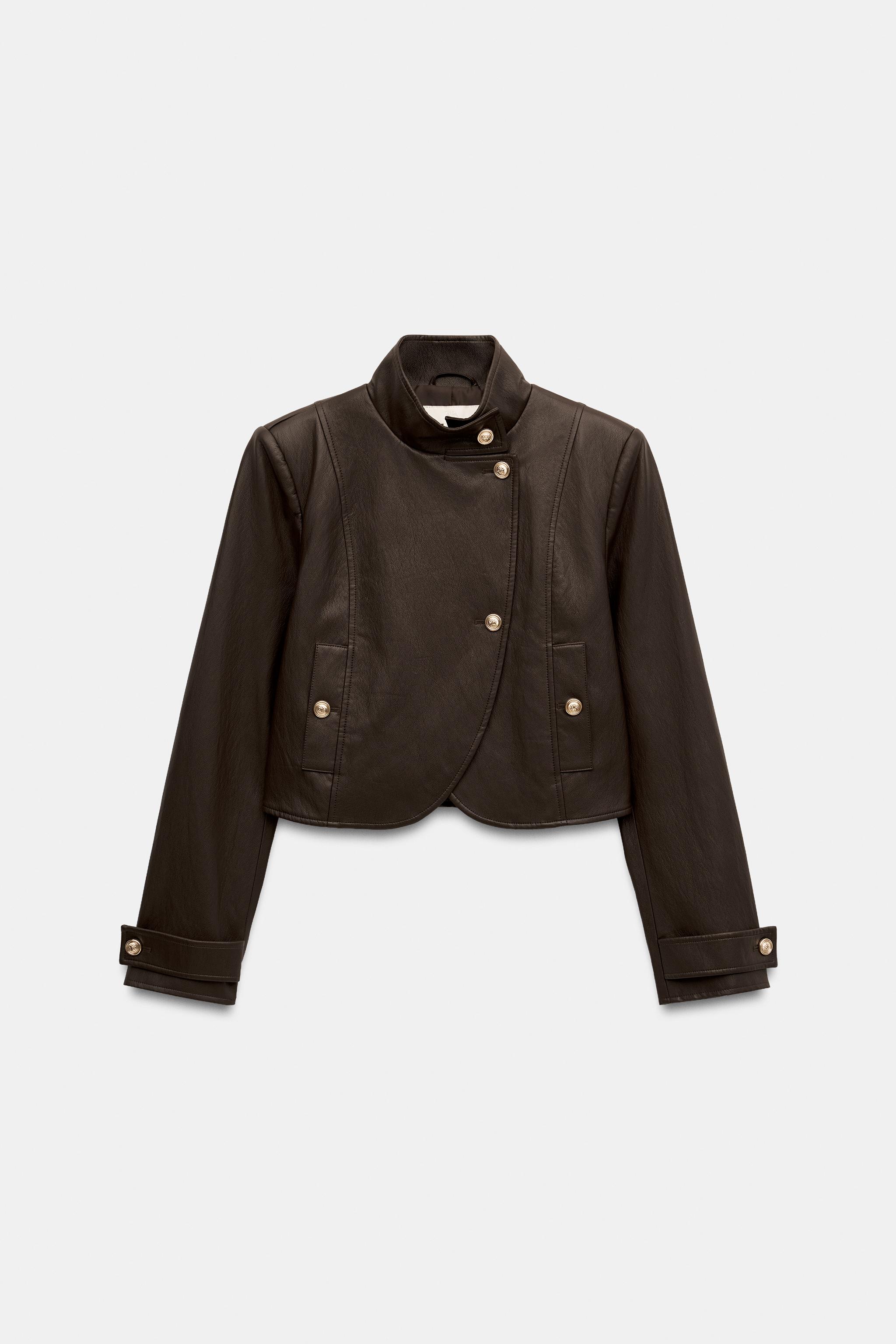 CROPPED FAUX LEATHER JACKET
