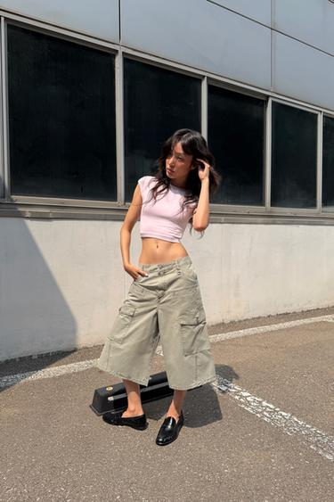 クロップド丈ショートスリーブTシャツチョークピンクZaraのクロップド丈ショートスリーブTシャツ - チョークピンク 