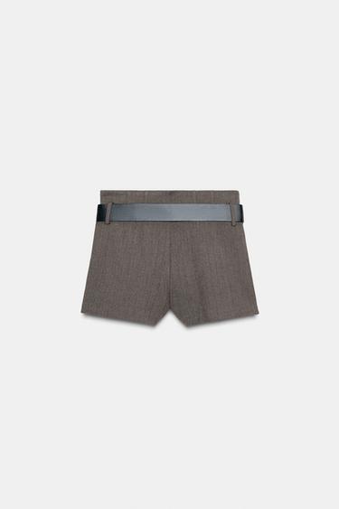 JUPE-CULOTTE PLISSÉE CEINTURE - Marron de Zara - Image 7