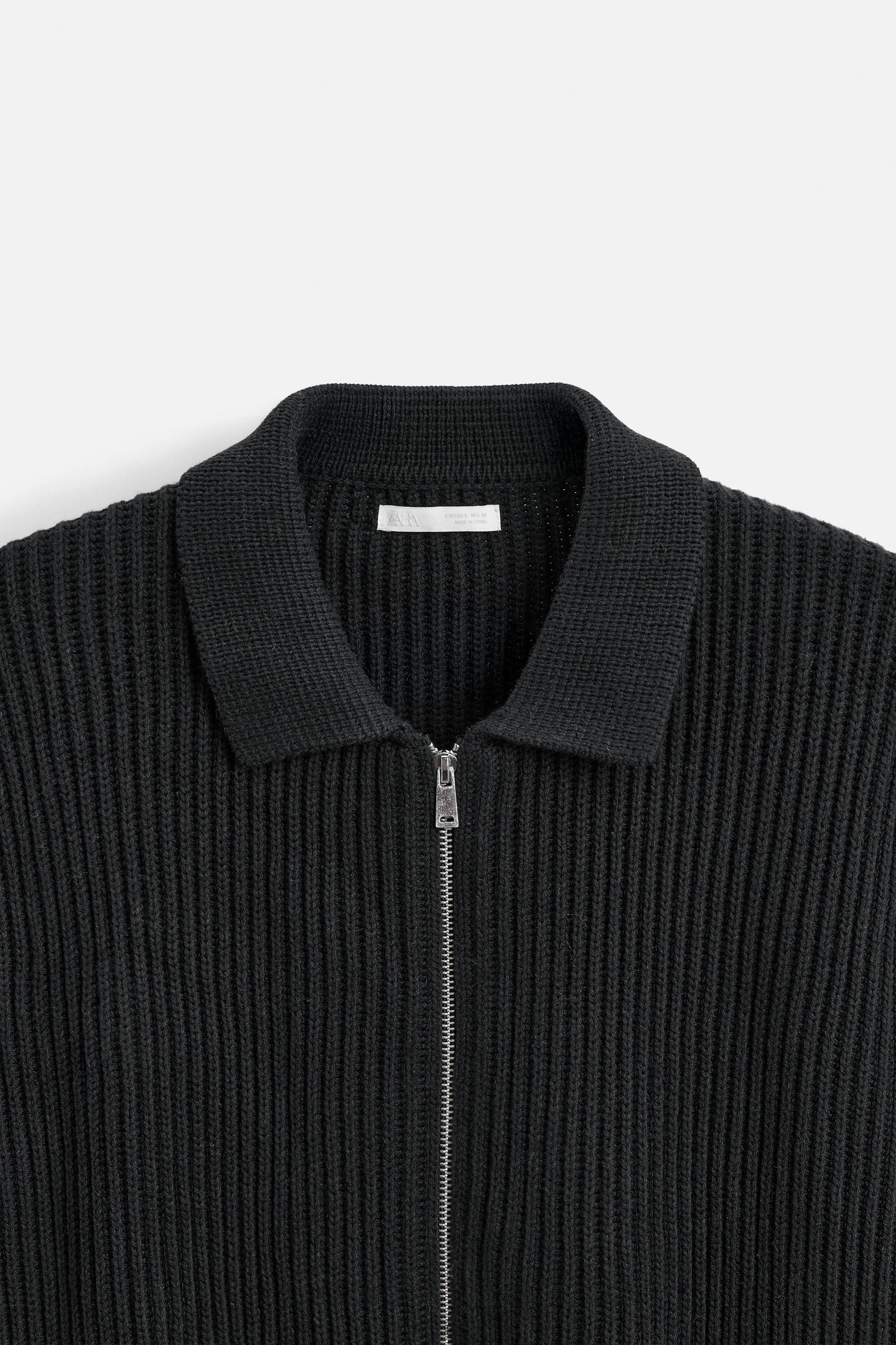 パールニットジップカーディガン - ブラック | ZARA Japan / 日本