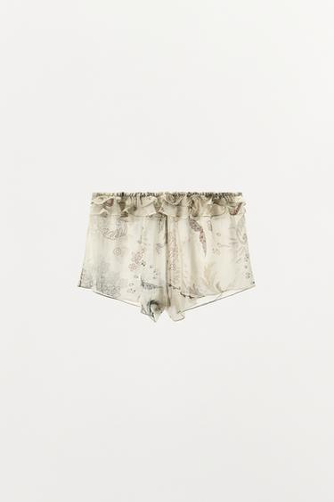 SHORT IMPRIMÉ À VOLANTS - Blanc cassé de Zara - Image 3