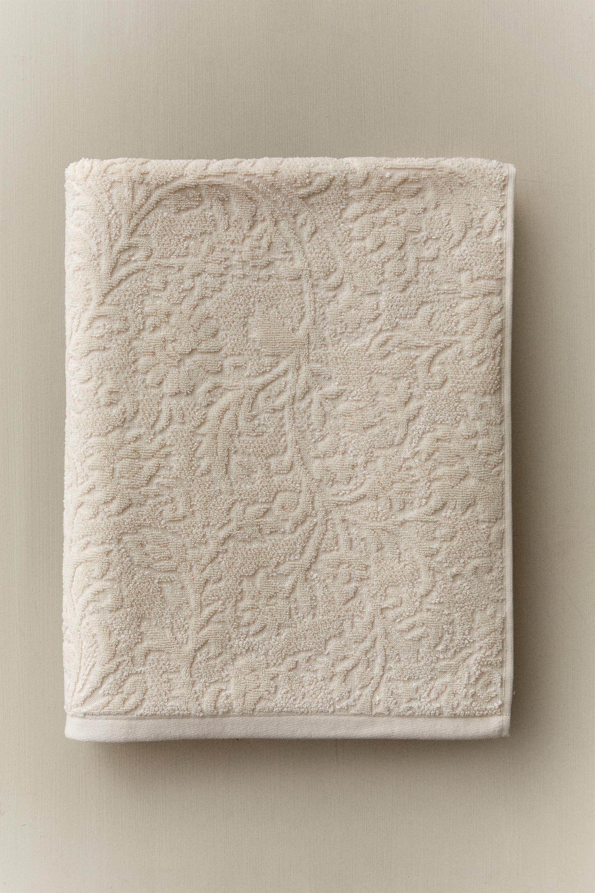 SERVIETTE DE BAIN JACQUARD FLEURS