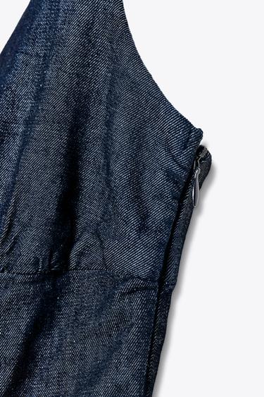 ROBE Z1975 MIDI EN DENIM À BRETELLES - Bleu de Zara - Image 7