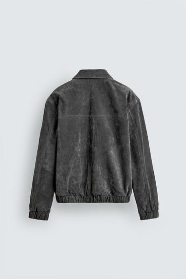LEATHER SPLIT SUEDE JACKET - Grey by Zara - Image 7