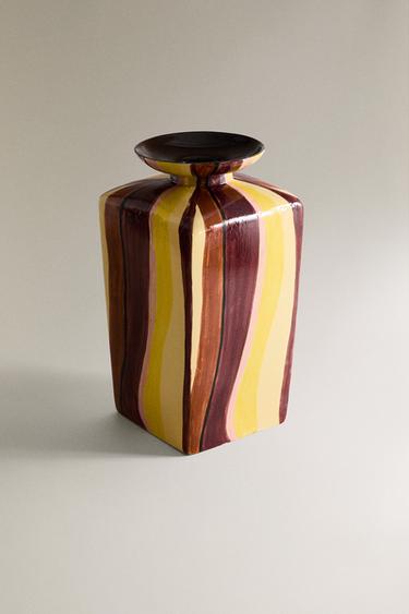 VASE CÉRAMIQUE RAYURES X COLLAGERIE - Jaune de Zara - Image 1