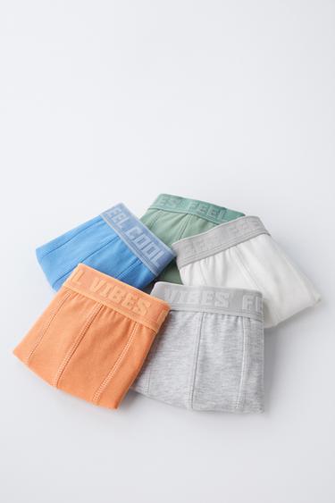 6-14 YEARS/ PACK OF FIVE TEXT BOXERS - Multicoloured by Zara - Image 5