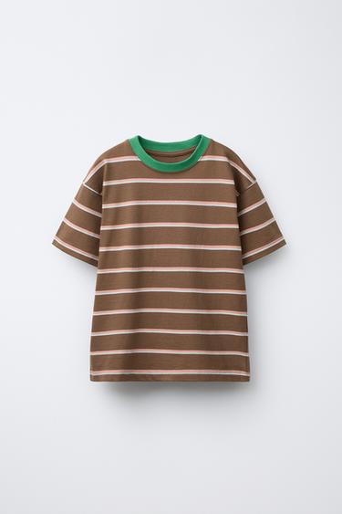 STRIPED T-SHIRT - Brown by Zara