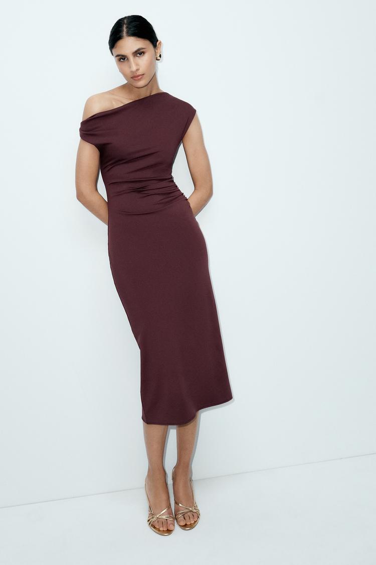 ASİMETRİK MİDİ ELBİSE