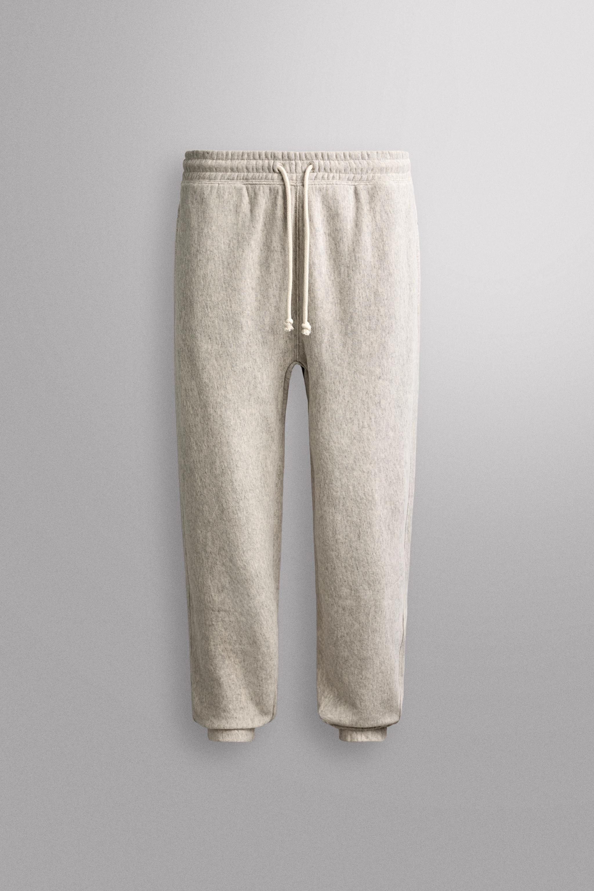 COTTON JOGGER PANTS — Gray marl