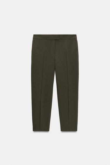 HIGH-WAIST TROUSERS - Dark khaki by Zara - Image 0