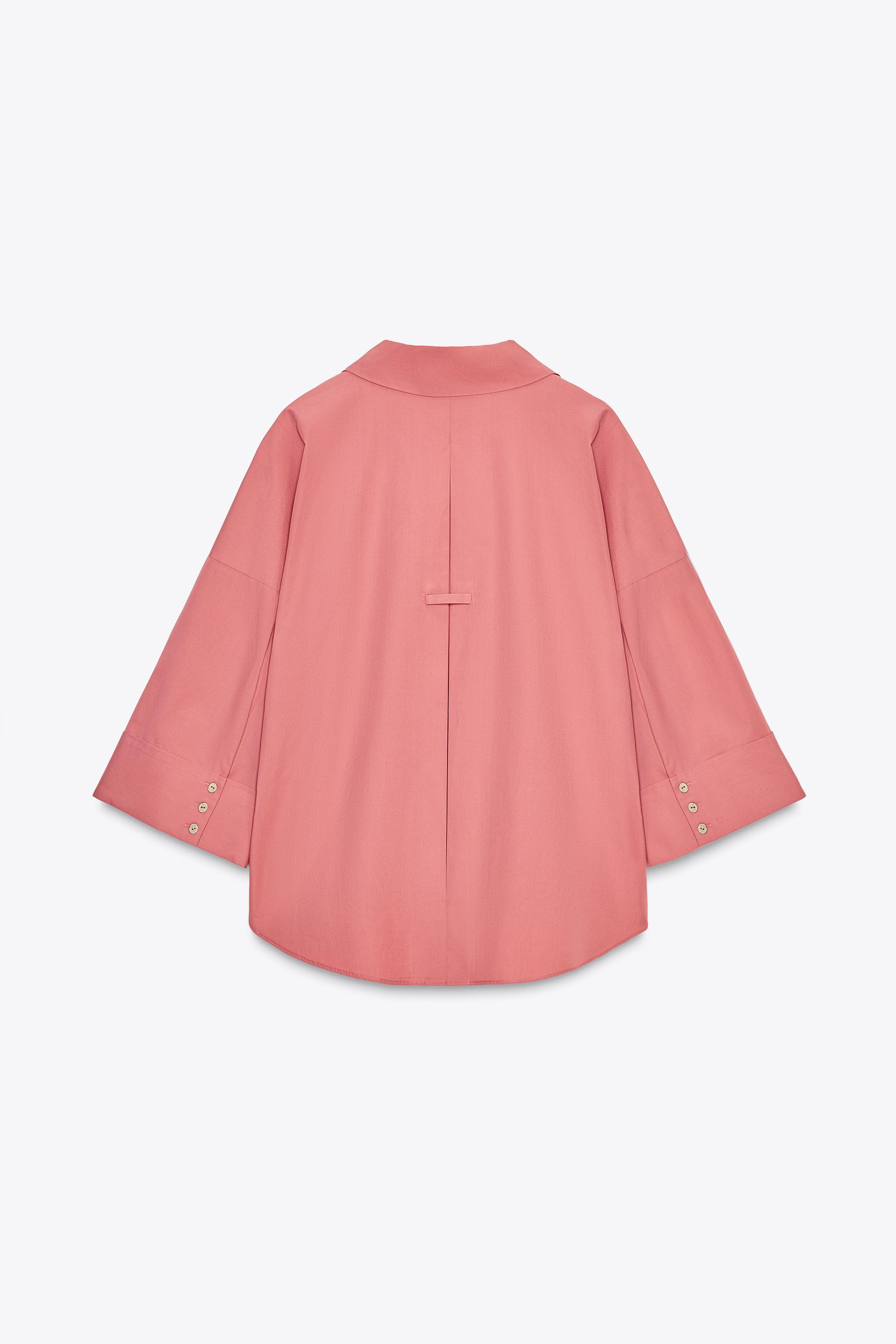さらぼん WIDE SLEEVE POPLIN SHIRT - Light blue | ZARA United States