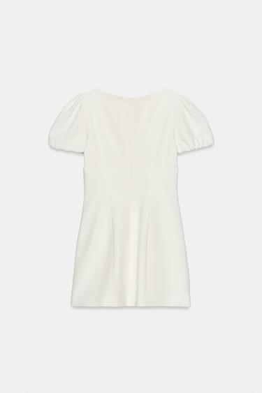 Zara SHORT PLEATED DRESS WITH POCKETS - White