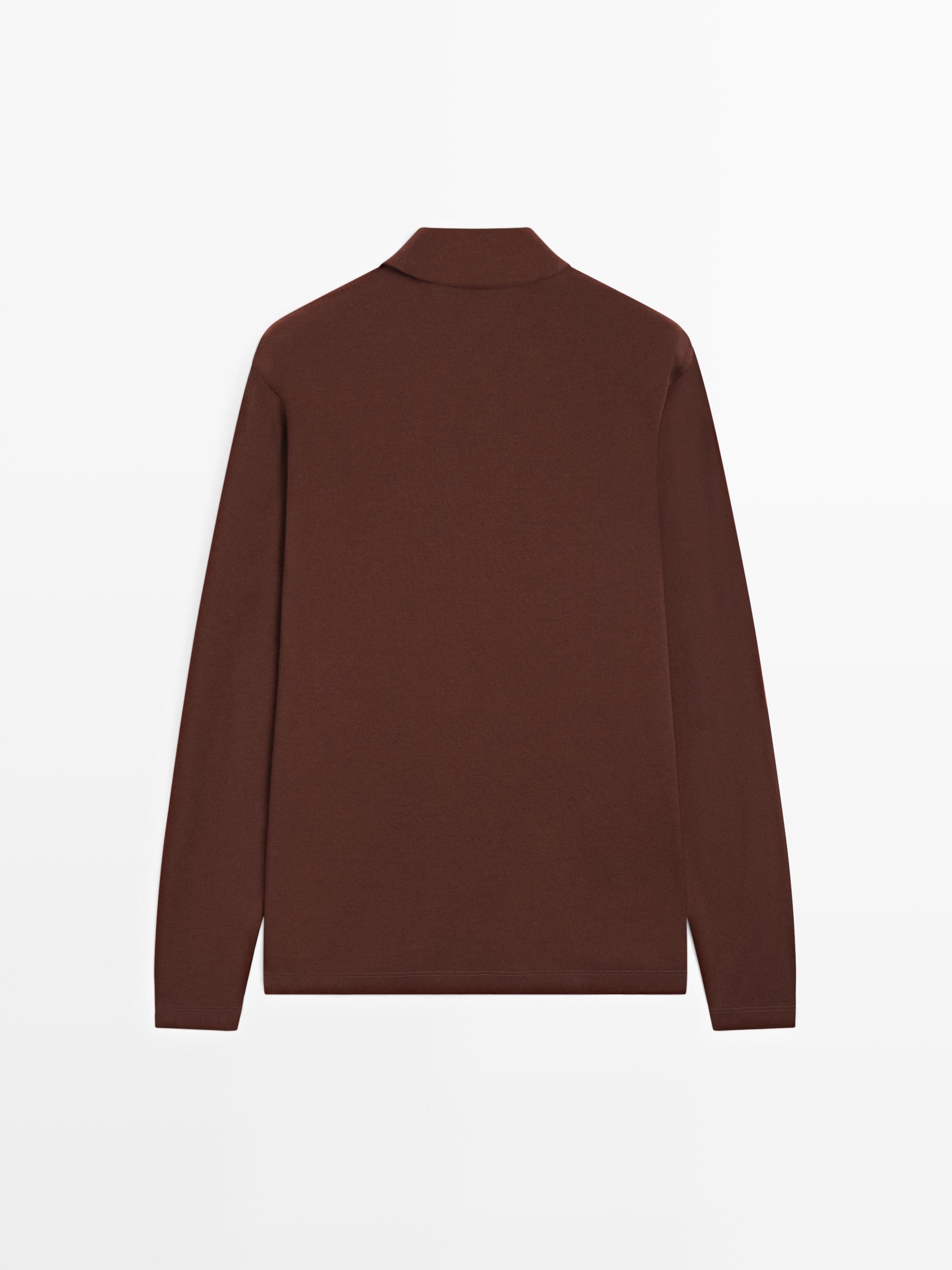 Long sleeve polo shirt with snap button