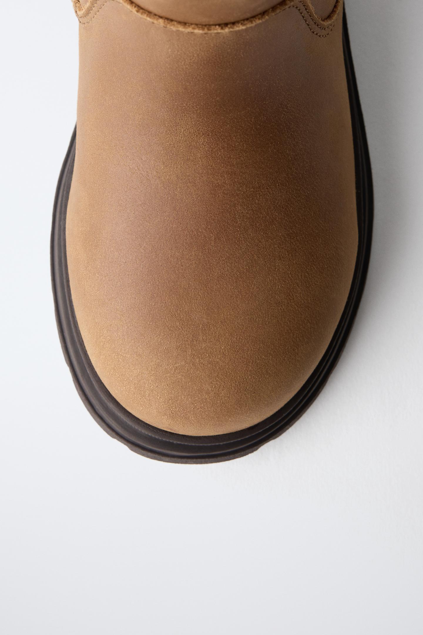 Детские ботинки Zara Leather Chelsea, цвет: Тёмный рыжевато-коричневый — фото 7