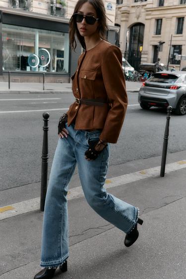 BLAZER EFECTO ANTE CINTURÓN - Caramelo de Zara - Imagen 0