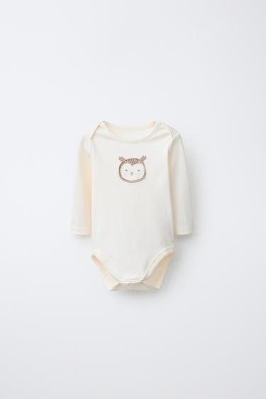 5-PACK STRIPED BODYSUSITS — taupe brown 2