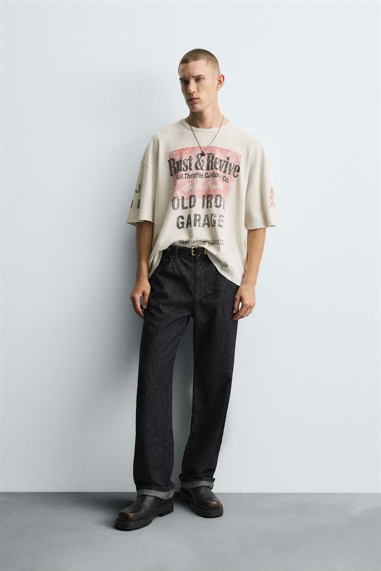SHORT SLEEVE WHALE EMBROIDERED DETAIL CREW NECK - T-shirt Imprimé