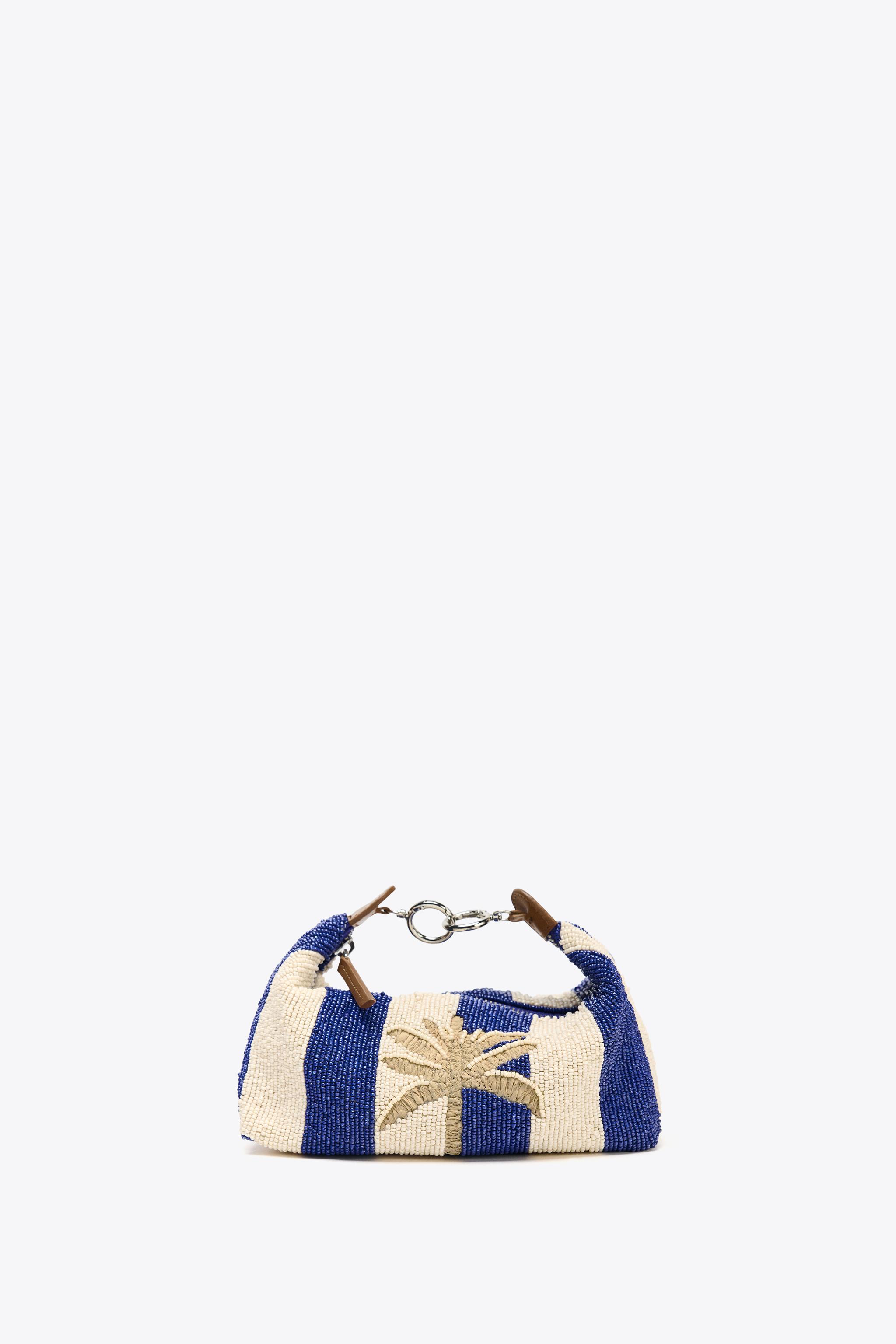 【ZARA】ビーズ刺しゅう入りバッグ ブルー | 6503/610/400 ZARA】ビーズ刺しゅう入りバッグ ブルー | 6503/610/400 ビーズ