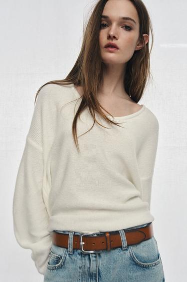 100% WASHED EFFECT LEATHER BELT - Brown by Zara