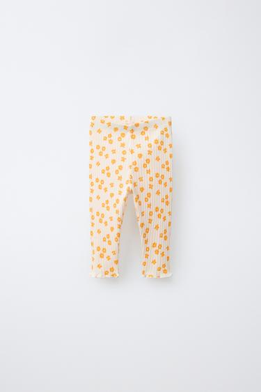LEGGINGS RIB FLORES - Crudo/Amarillo de Zara - Imagen 0