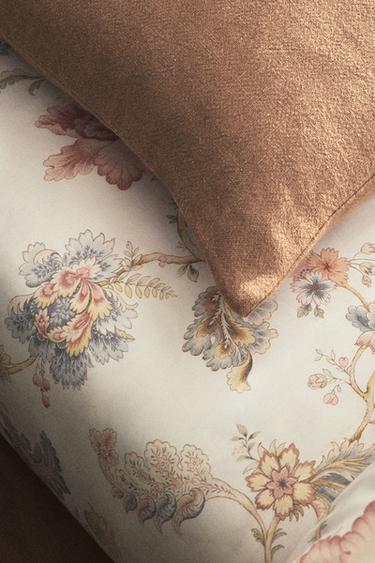 DRAP DE DESSUS SATIN IMPRIMÉ FLEUR - Écru de Zara - Image 5