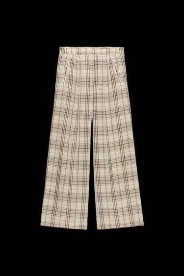 PANTALÓN CUADROS ZW COLLECTION - Beige de Zara