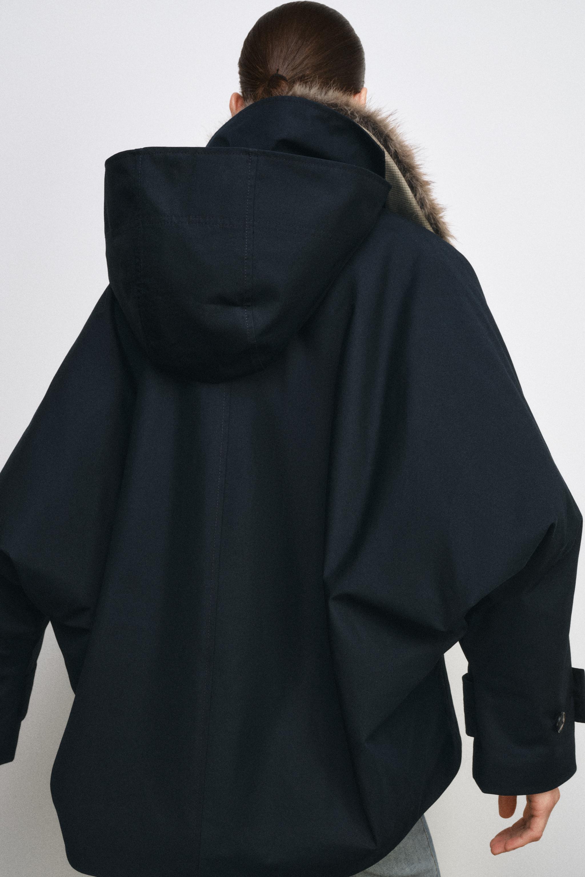 SUNİ KÜRK YAKA TRENÇKOT ZW COLLECTION - Görsel 3