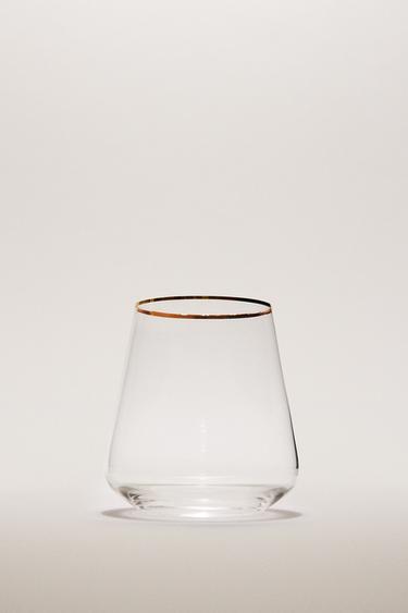 BOHEMIA CRYSTAL TUMBLER WITH GOLD RIM - Gold by Zara