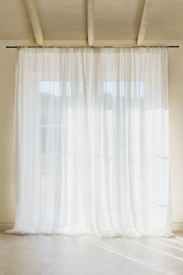 DOUBLE-WIDTH SHEER CURTAIN WITH LOW OPACITY - Ecru by Zara - Image 5