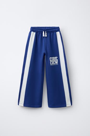 PANTALON LARGE À BANDES LATÉRALES - Bleu roi de Zara