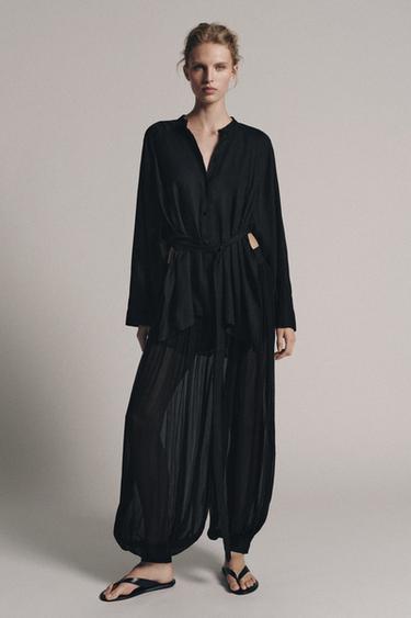 Zaras SKJORTA MED SKÄRP ZW COLLECTION - Svart