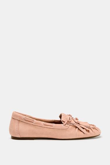 MOCASÍN PIEL FLECOS - Rosa de Zara