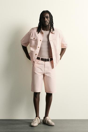 RELAXED FIT DENIM BERMUDA SHORTS - Pink by Zara - Image 0
