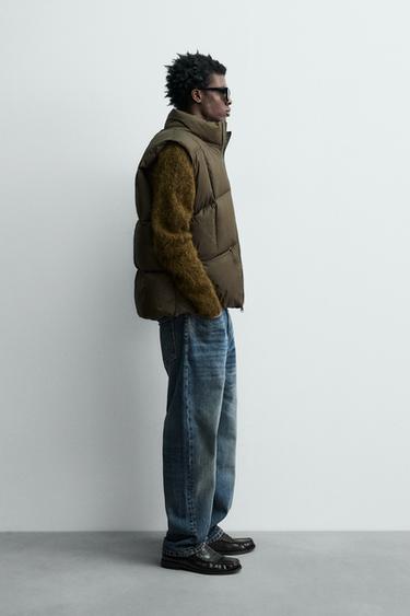 GILET DOUDOUNE 100 % PLUME - Kaki foncé de Zara - Image 3
