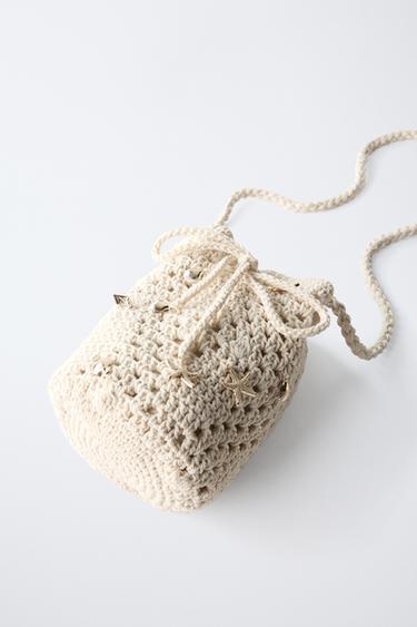 SAC BANDOULIÈRE CROCHET DÉTAILS BLEU MARINE - Blanc écru de Zara - Image 2