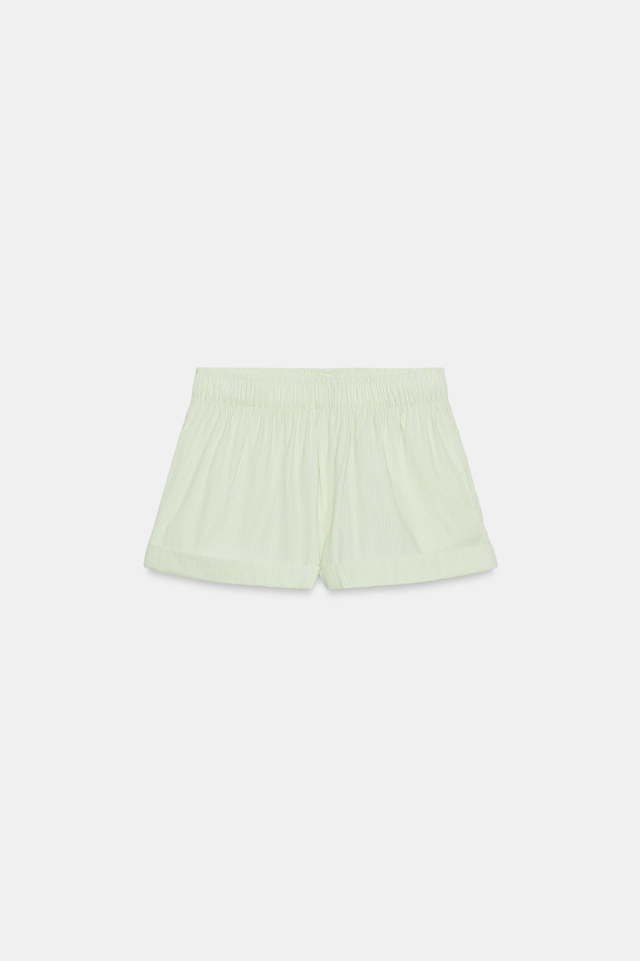 Zara Çizgili Poplin Şort görsel 8