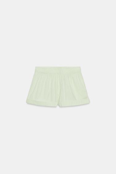 STRIPED POPLIN SHORTS - Green/White by Zara - Image 7