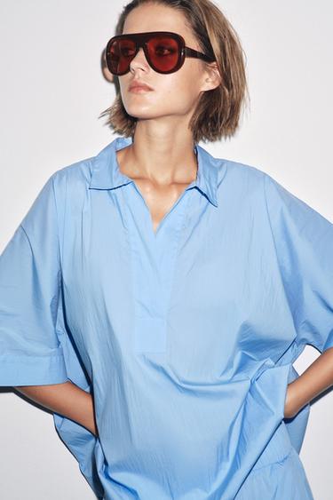 ZW COLLECTION OVERSIZE SHIRT - Blue by Zara