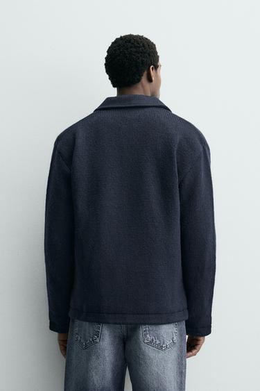 CARDIGAN STRUCTURÉ À POCHES - Bleu marine de Zara - Image 2