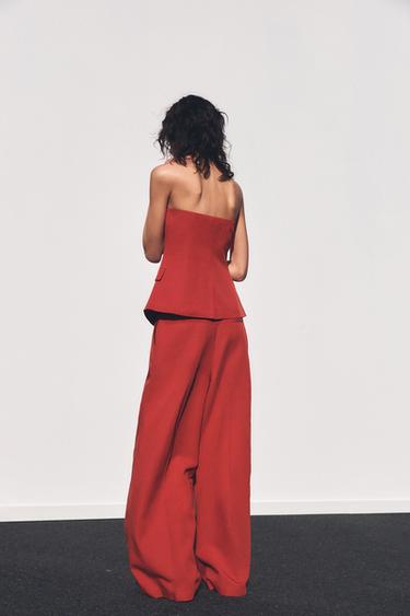 STRAPLESS BUTTON TOP - Red by Zara - Image 4