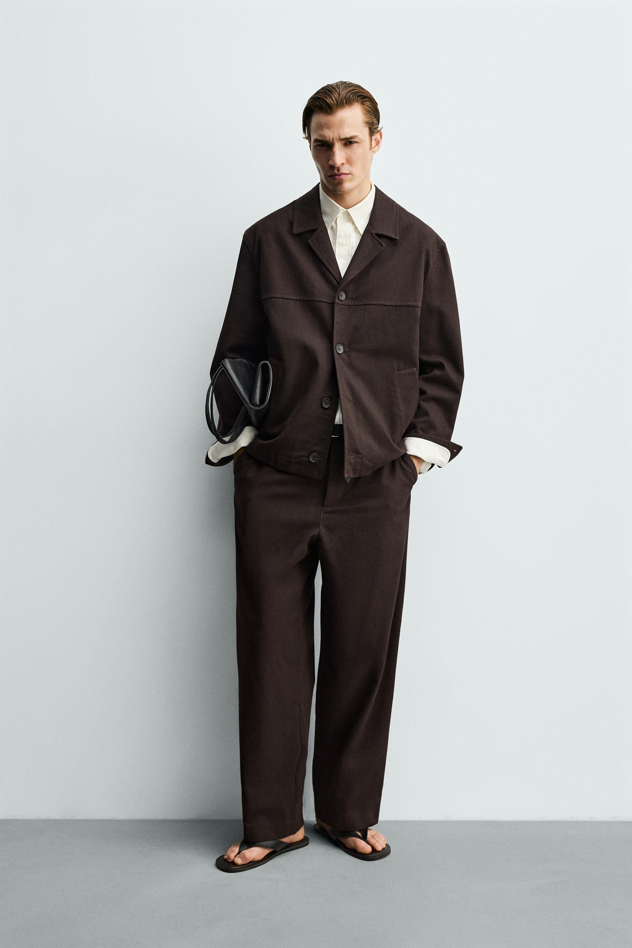 ツイルテクスチャーシャツジャケット - エンジ | ZARA Japan / 日本