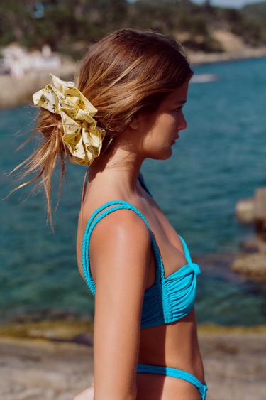 GRAND CHOUCHOU FLEURS CONTRASTE - Jaune de Zara