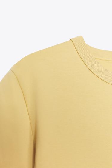 Zara INTERLOCK SHORT SLEEVE T-SHIRT - Vanilla