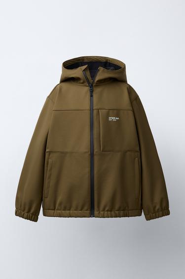 Zara HOODED TECHNICAL JACKET - Toffee