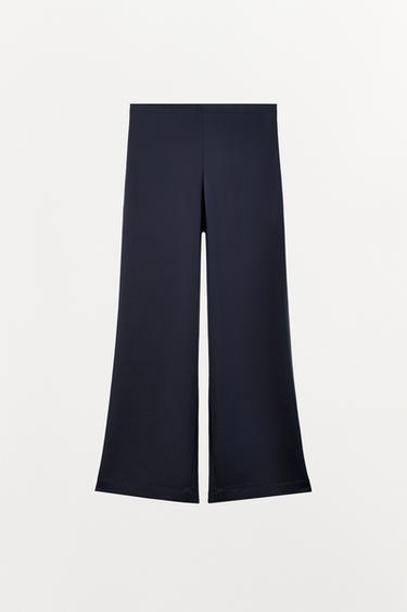 HIGH-WAIST SATIN TROUSERS - Blue / Navy by Zara