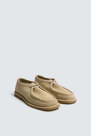 Zara LEATHER SHOES WITH RAISED SEAM - Beige