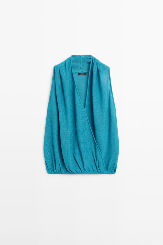 Linen blend crossover top from Zara - $130