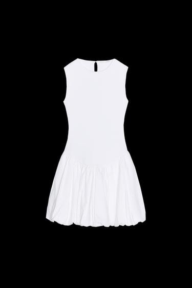 VESTIDO COMBINADO INTERLOCK - Blanco de Zara
