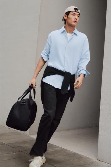 Zara EASY CARE 系列紋理襯衫 - 天藍色