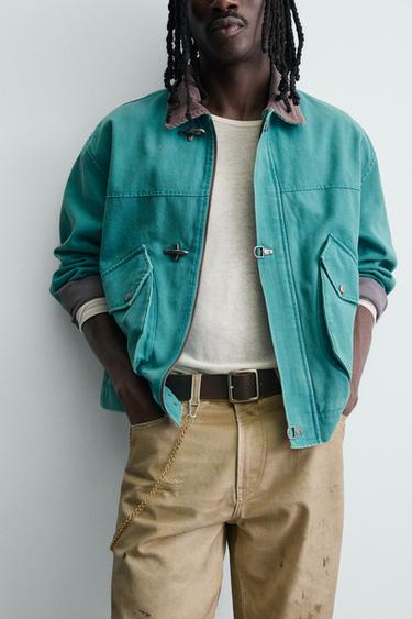 BOXY FIT FIREMAN CLASP JACKET - Blue / Green by Zara - Image 6